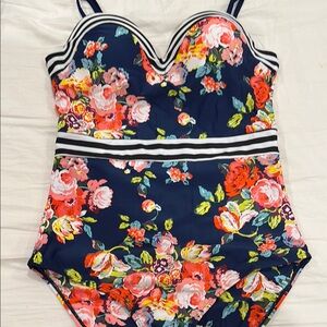 RAD Swim Floral Striped One-Piece Swimsuit Breanne